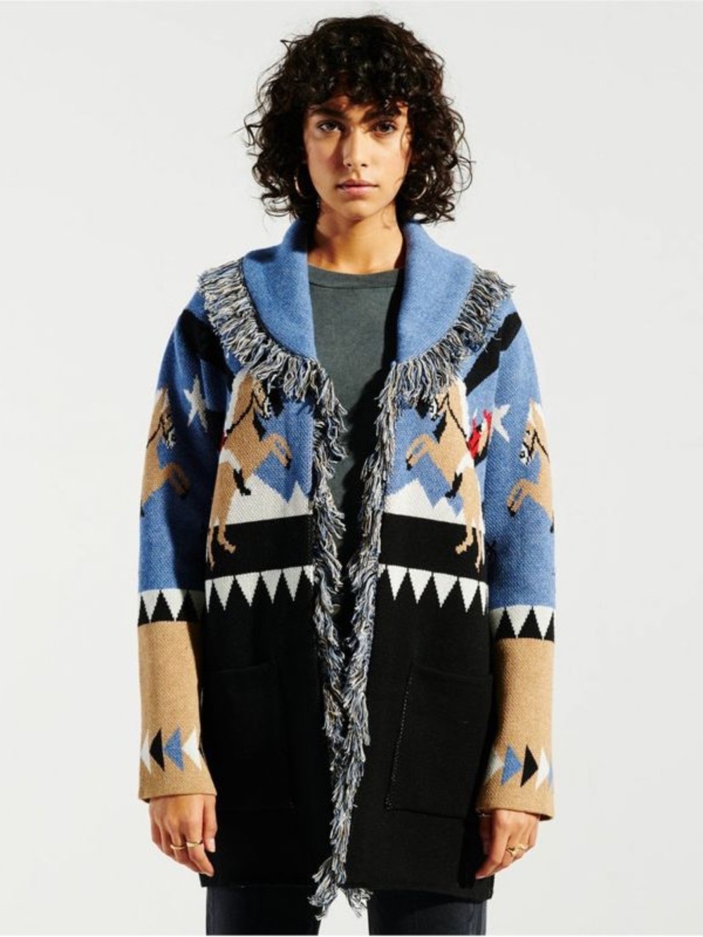 Hayley Menzies Sunrise Rodeo Merino Jacquard Cardigan Size Small